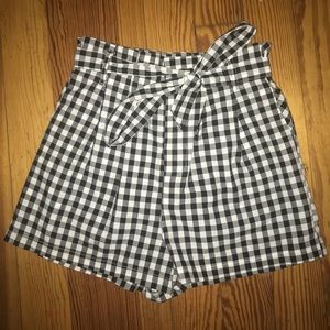 Black &White checkered tie shorts